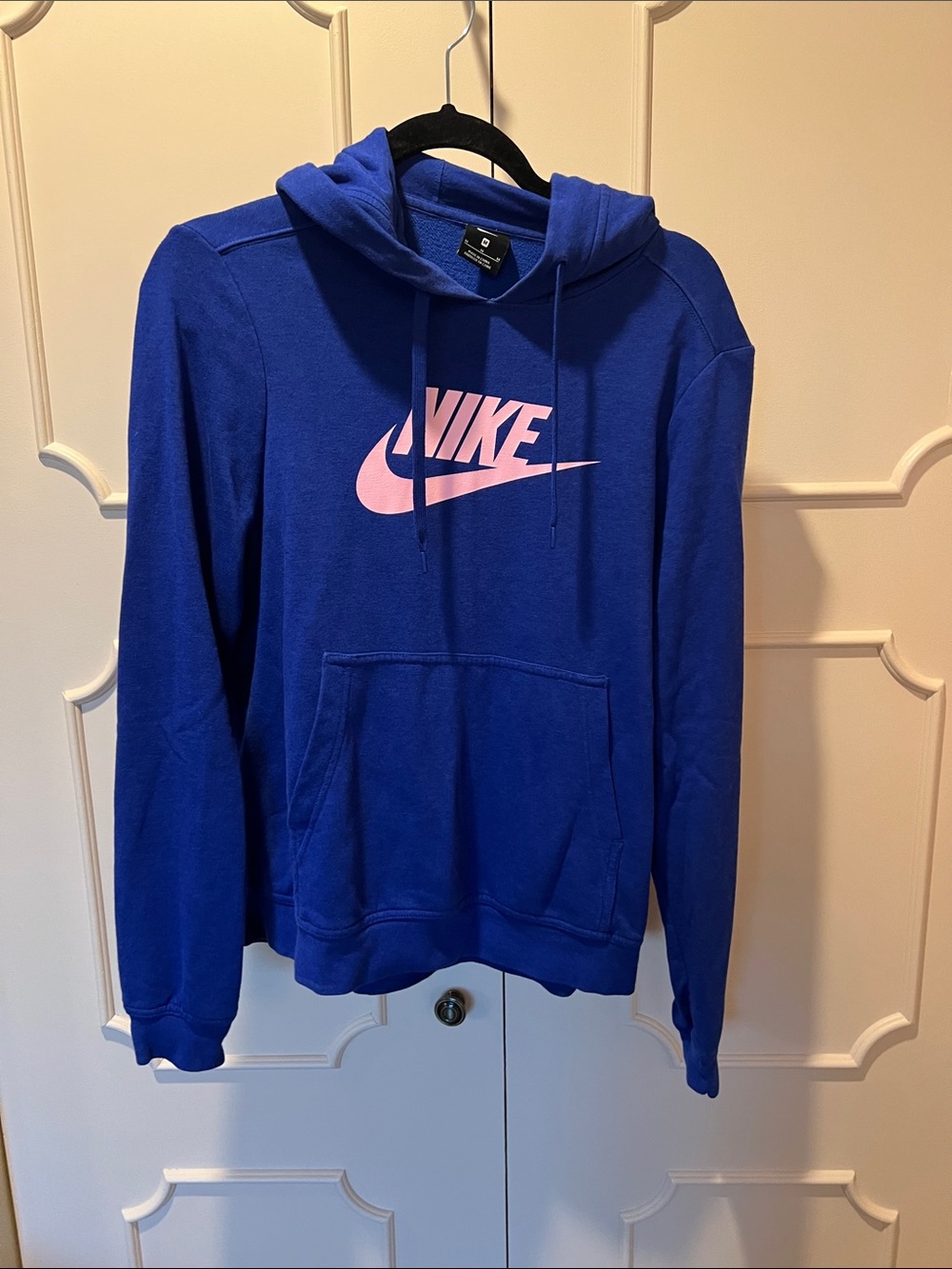 Nike Royal Blue Crewneck Hoodie with Pink Logo